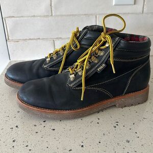 POLO Ralph Lauren Meltham Men’s Black Leather Ankle Boots Canvas Lined 10.5D GUC